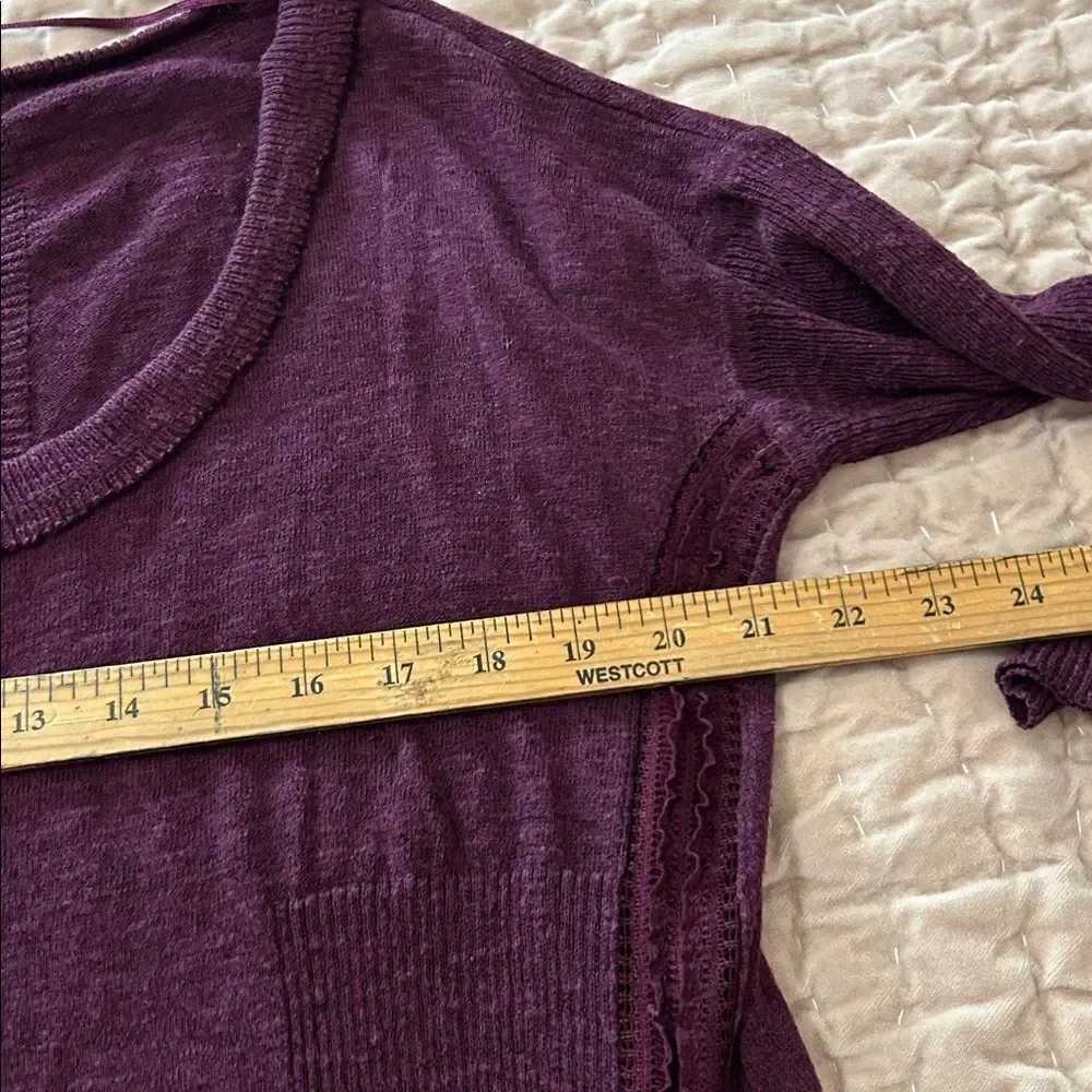 Free People Tunic Sweater Size Small Purple Hi/Lo Linen Blend Long Sleeve M